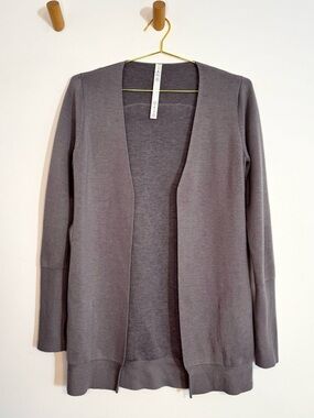 Lululemon City Street Cardigan Gray Size 4 Cashmere Blend Open Front Minimalist